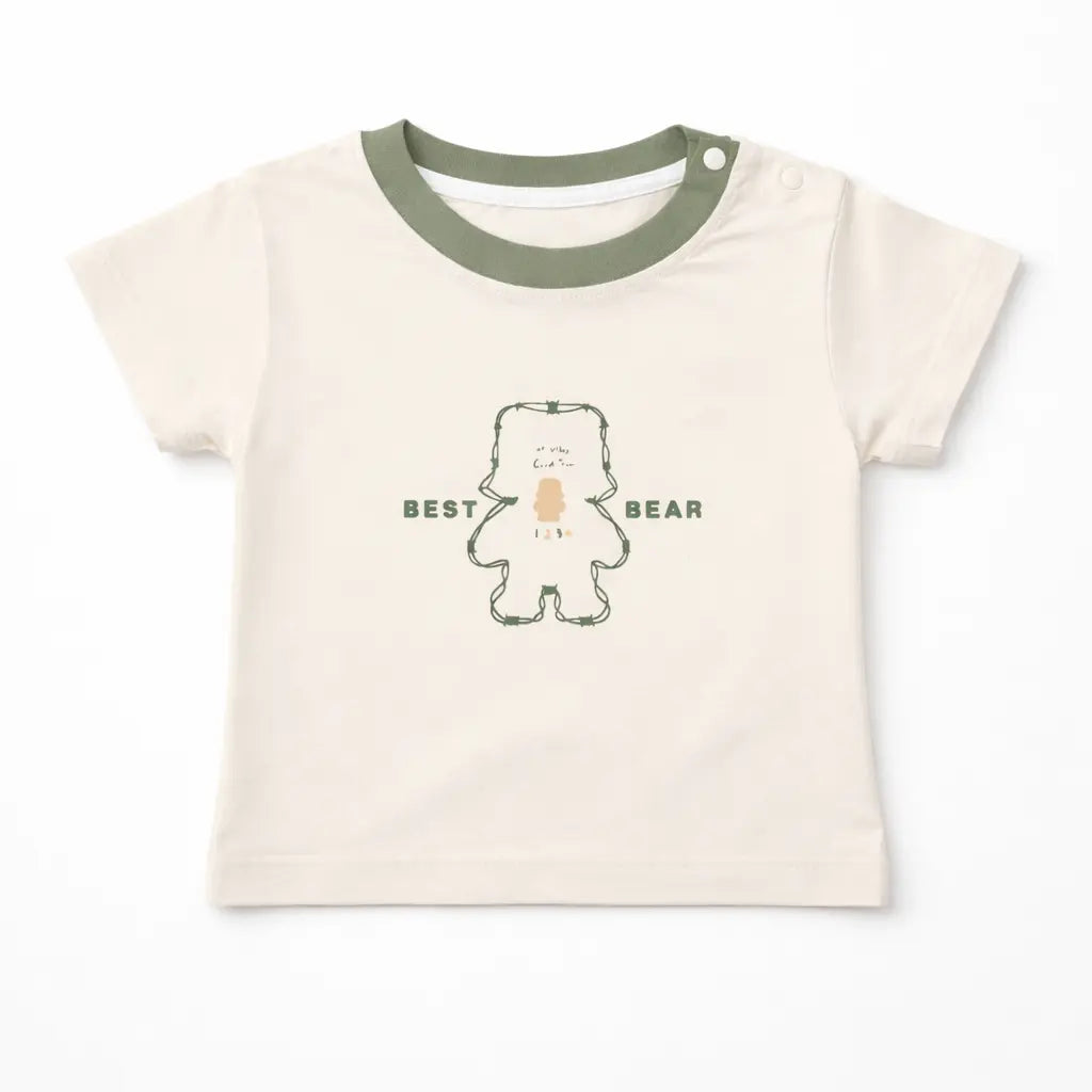 Bear Print T-Shirt & Shorts Set – 2Piece Imported Outfit (Imported) – 12M to 3Y shirt