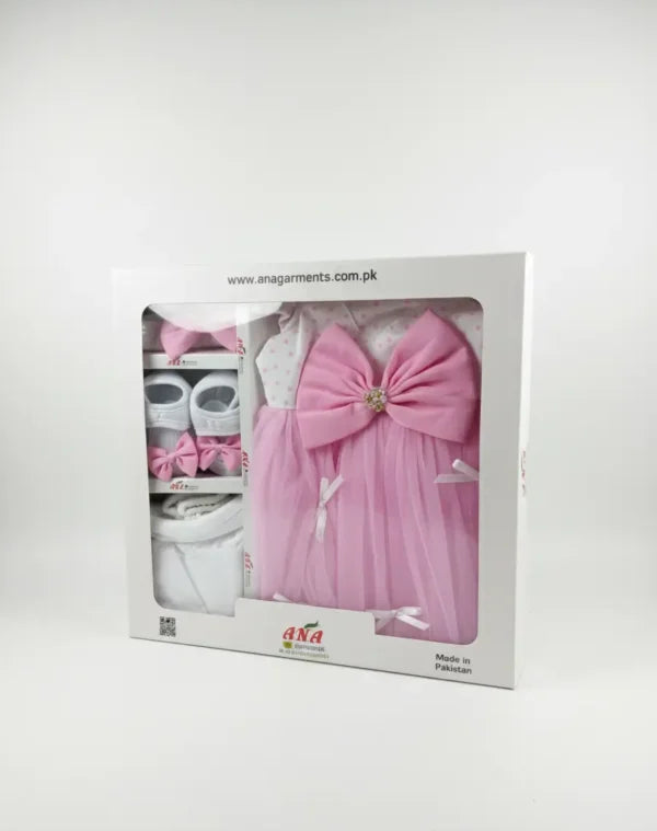 Newborn to Infant Gift Box – Baby Girl Pink Party Dress