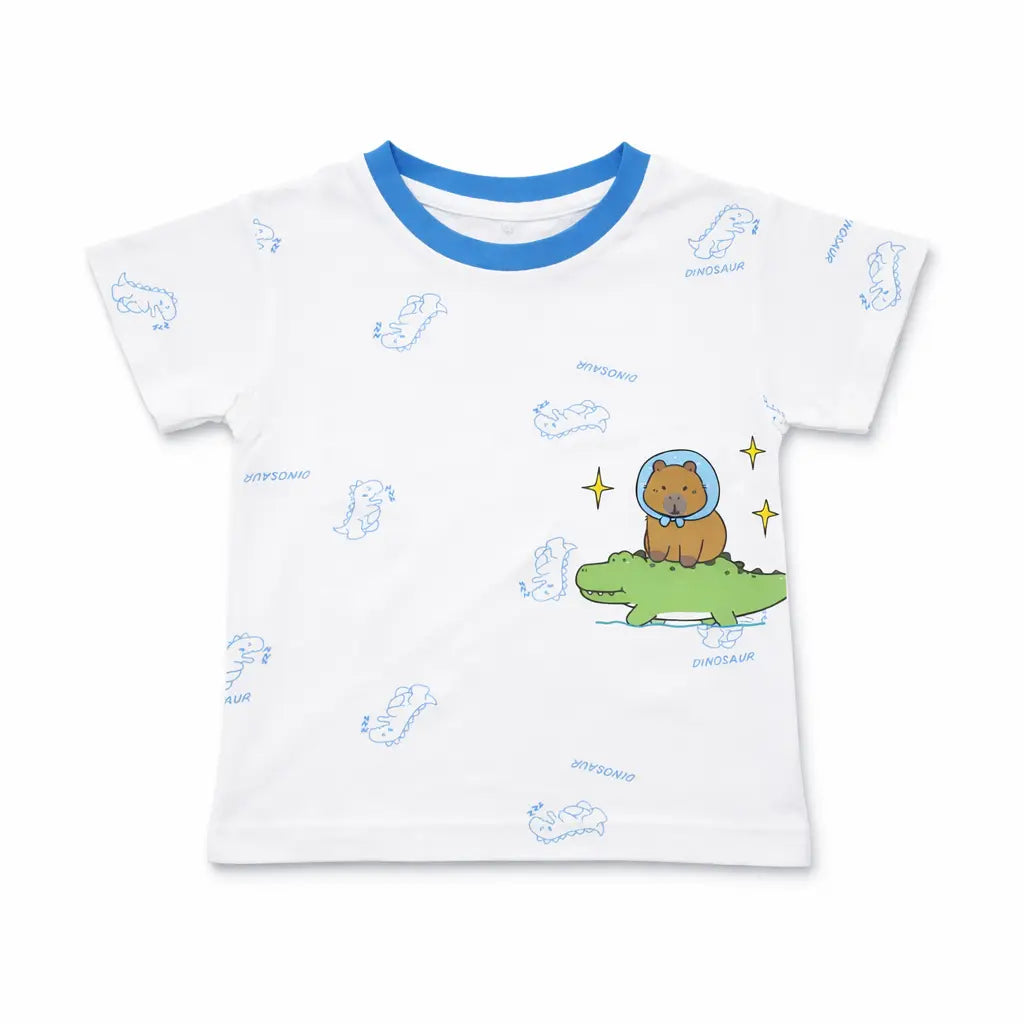 2Piece Dino & Capybara Print T-Shirt & Shorts Set (Imported) – 1 to 5Y