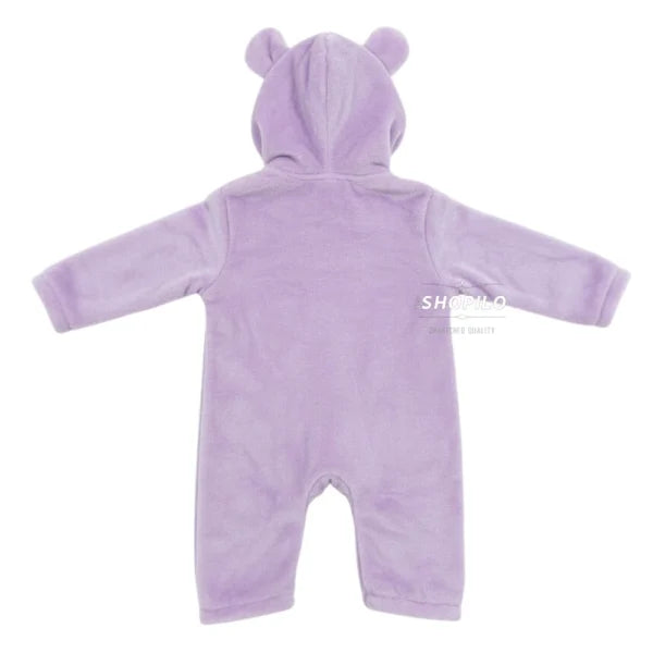 Flannel Baby Jumpsuit – Double Zipper Cute Animal Romper