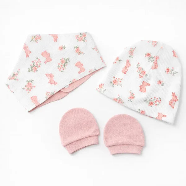5 Piece Floral Bunny Waffle Knit Set Two Color Options