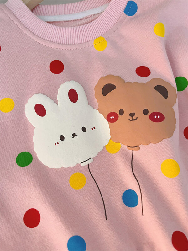Autumn Korean Polka Dot Sweat Shirt & Denim Jeans Set