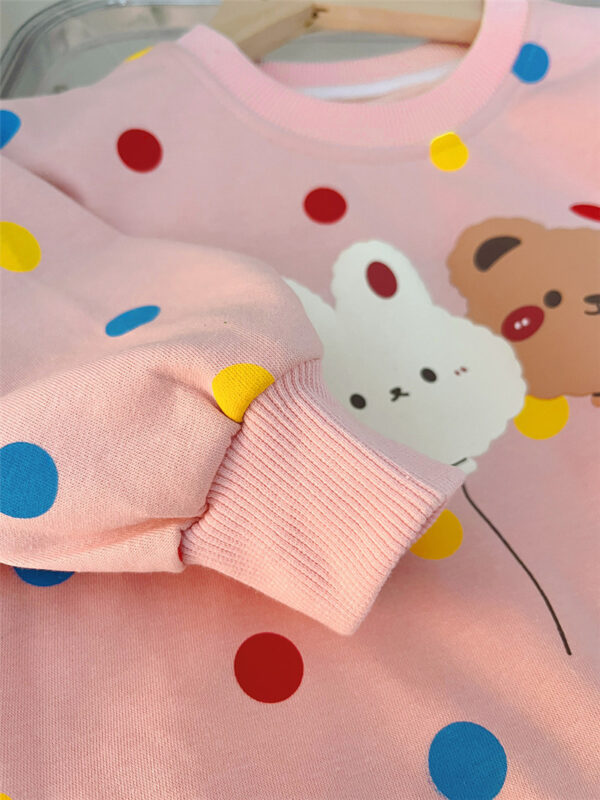Autumn Korean Polka Dot Sweat Shirt & Denim Jeans Set
