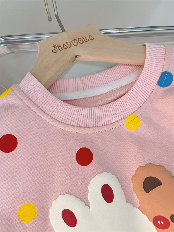 Autumn Korean Polka Dot Sweat Shirt & Denim Jeans Set