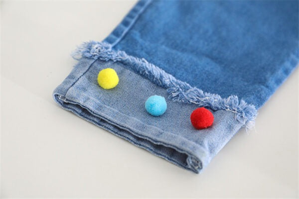 Autumn Korean Polka Dot Sweat Shirt & Denim Jeans Set