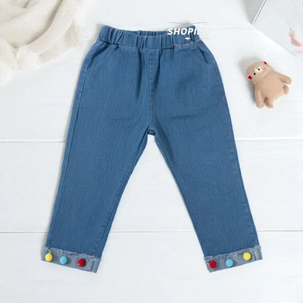 Autumn Korean Polka Dot Sweat Shirt & Denim Jeans Set