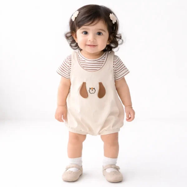 Baby Dog Print Romper Bodysuit Set Imported 6 to 24M