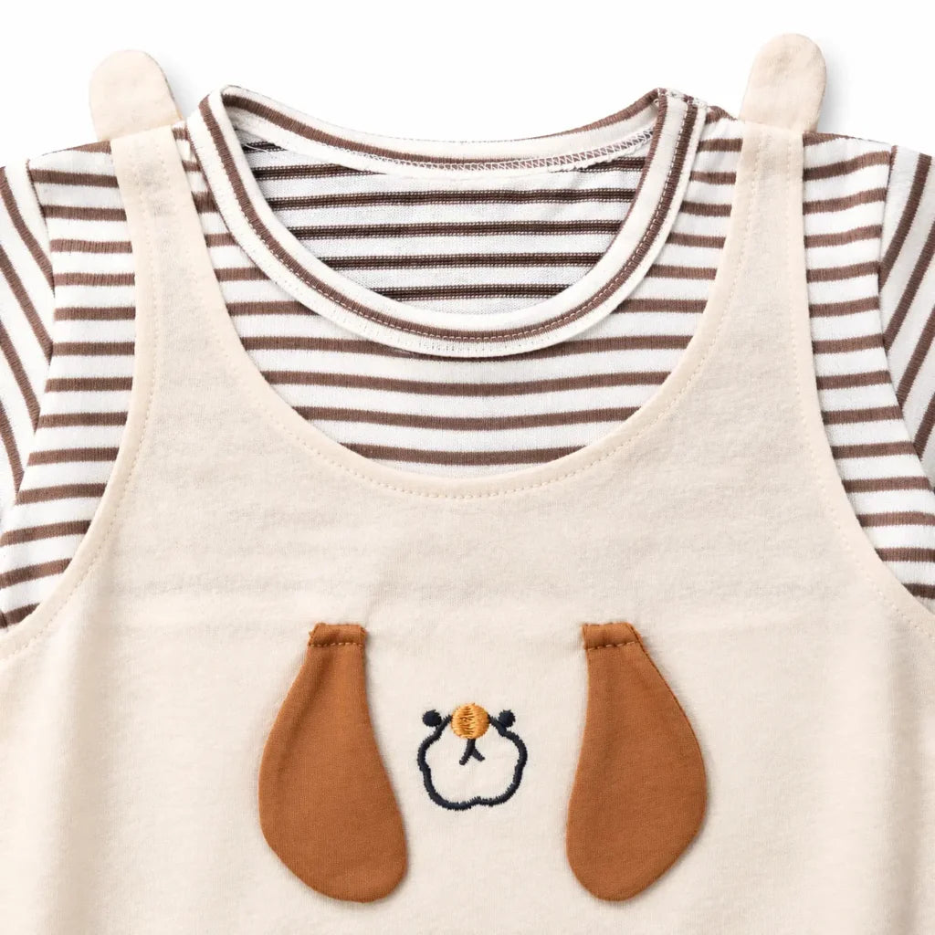 Baby Dog Print Romper Bodysuit Set Imported 6 to 24M closeup
