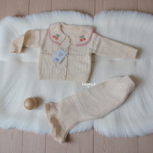 Baby Girl Cherry Collar Sweater & Pants for Winter 0 to 24M
