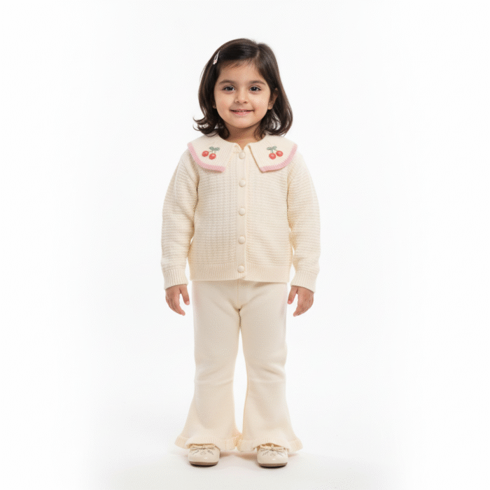 Baby Girl Cherry Collar Sweater & Pants for Winter 0 to 24M