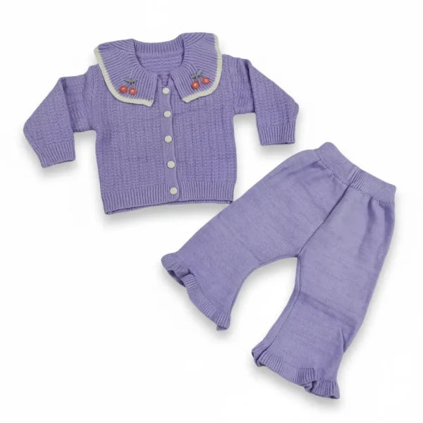 Baby Girl Cherry Collar Sweater & Pants for Winter 0 to 24M
