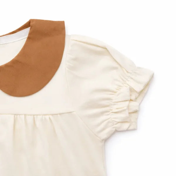 Baby Girl Peter Pan Collar Romper with Bow Pockets – 0 TO 24M