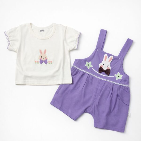 Baby Girls Bunny Top & Romper – Imported Summer Outfit – 1 to 4Y