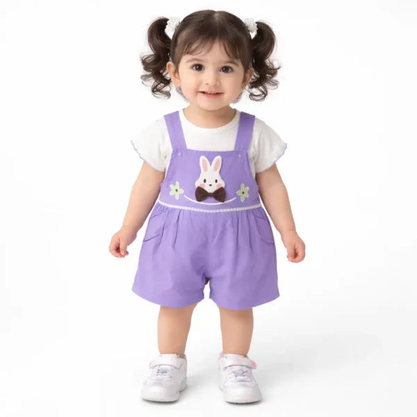 Baby Girls Bunny Top & Romper – Imported Summer Outfit – 1 to 4Y