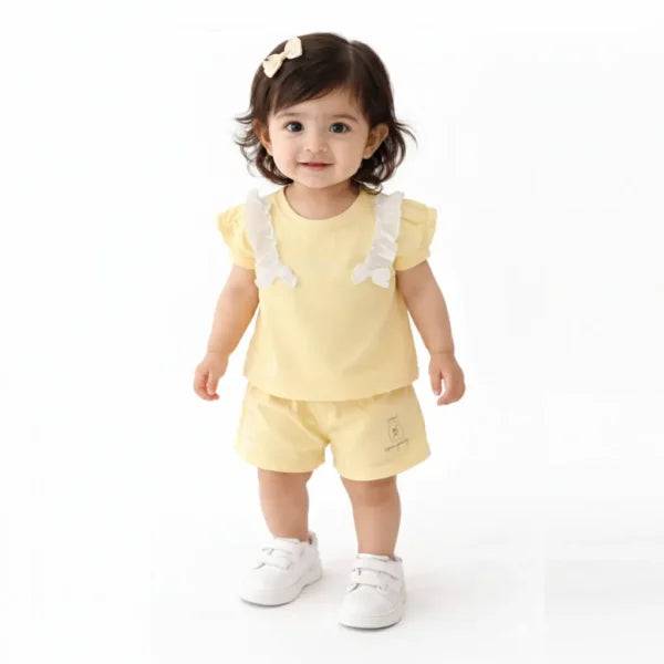 Baby Girls Shirt & Shorts Summer Outfit Set – Imported – 6M TO 24M