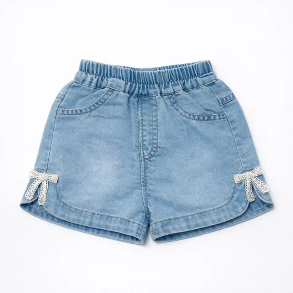 Girls White T-Shirt & Denim Shorts Outfit Set (Imported) – 1 to 5Y