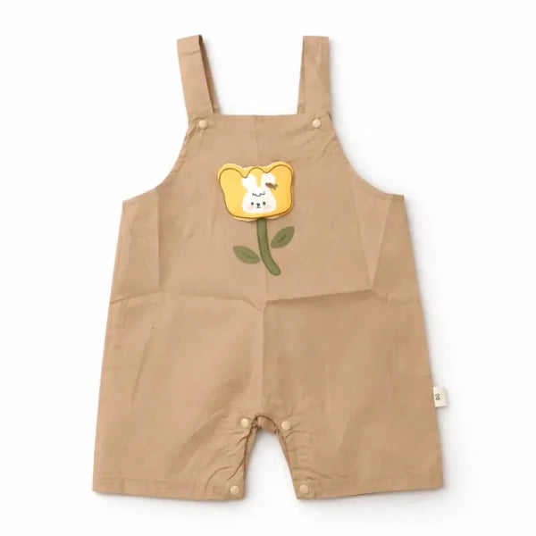 Beige Polka Dot Flower Dungaree Set Imported 6 to 24M