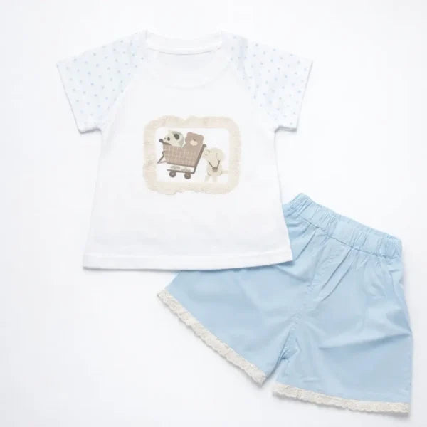 Blue Cotton T-Shirt and Shorts Outfit Set (Imported) – 1 to 5Y