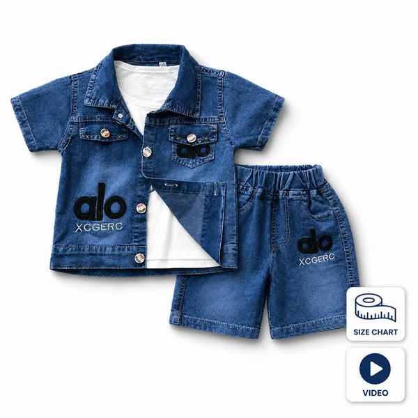 Boys Denim Shirt & Shorts Summer Coord Set 6M to 6Y