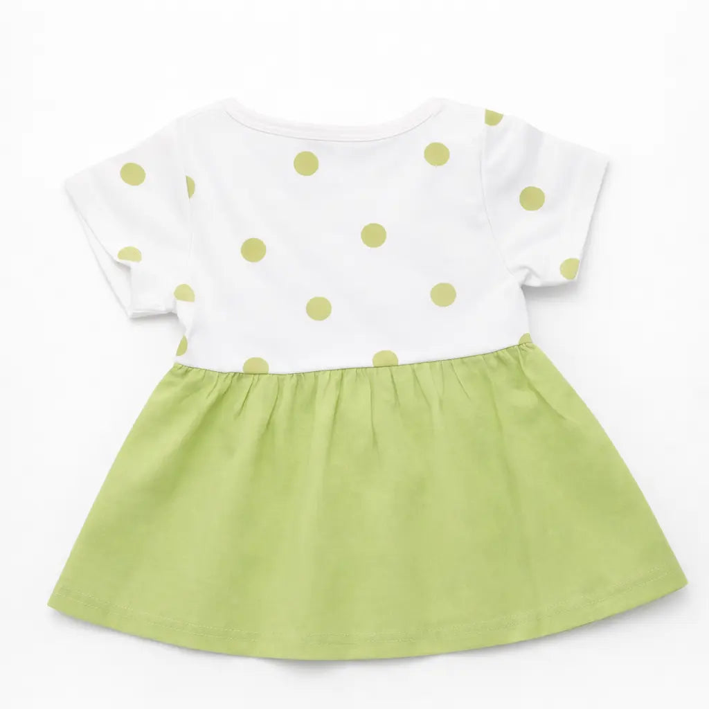 Bunny Ear Tutu Dress & Polka Dot Shirt & Tights Set – 1 TO 5Y green back