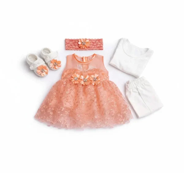 Cute Gift Pack, Newborn Baby Girls, 4PC Orange Color
