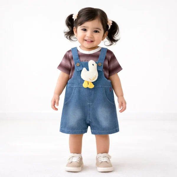 Duck Denim Dungaree Romper Set Imported 1 to 6Y