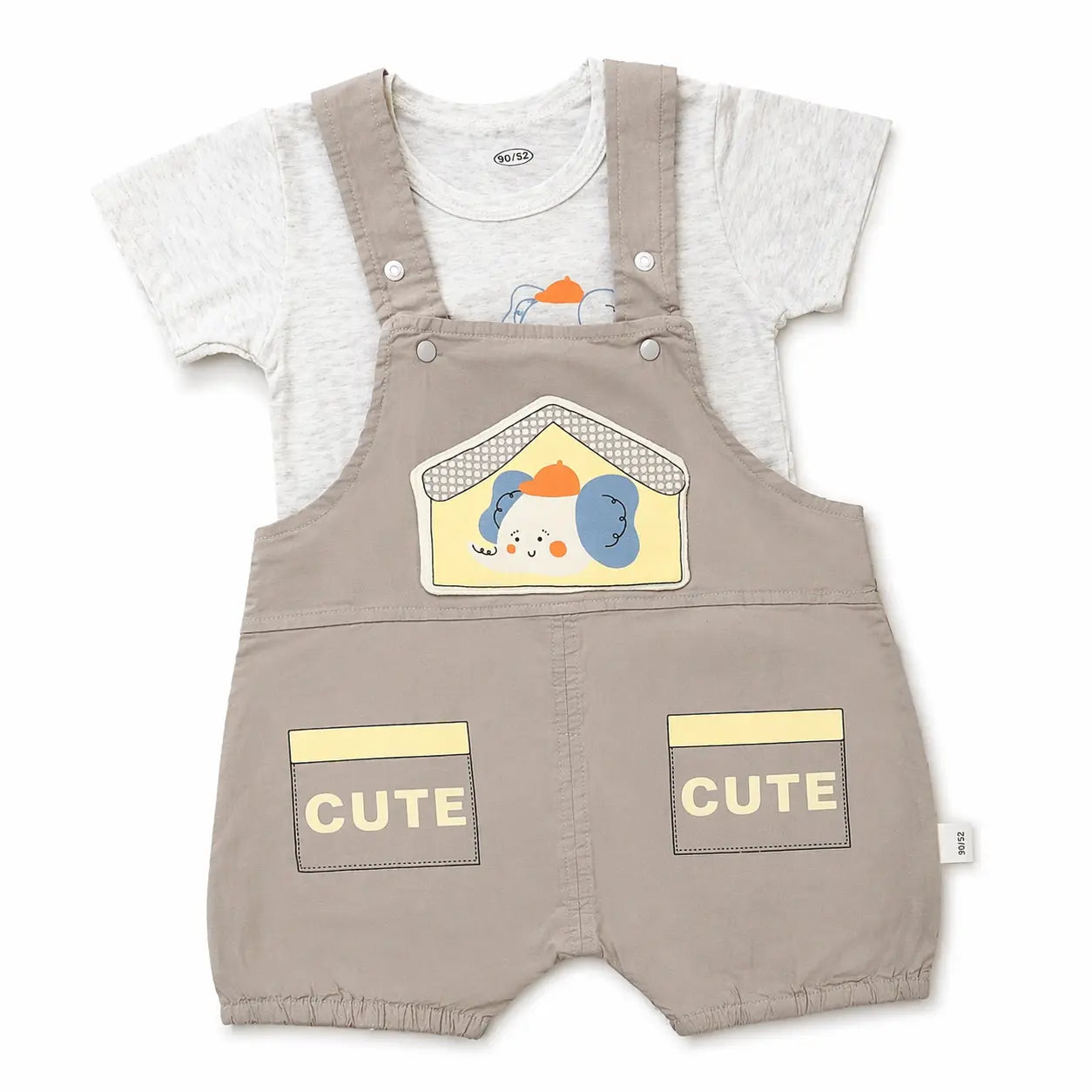 Elephant Print T Shirt and Dungaree 2 Piece Imported 1 to 4Y