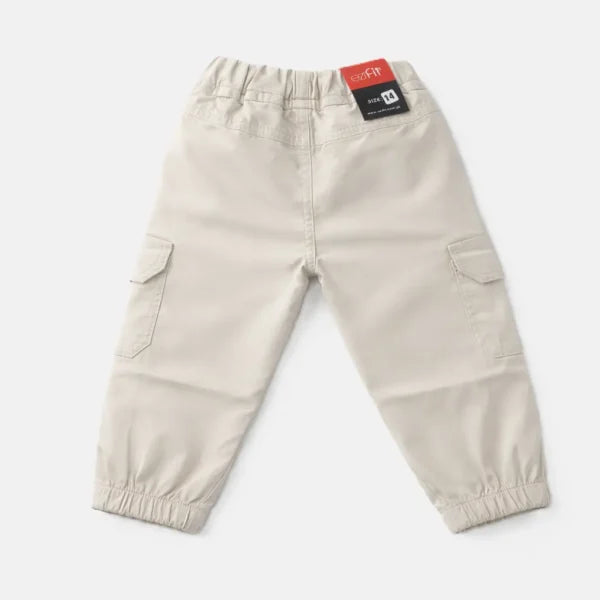 EziFit Cotton Cargo Pants Diaper Friendly Stretchable OffWhite – 0 TO 2Y