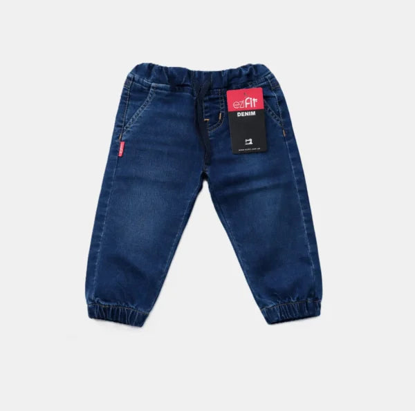 EziFit Denim Jogger Pants Diaper Friendly Stretchable Dark Blue – 0 to 2Y