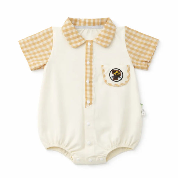 Gingham Bear Romper – Collared Onesie (Imported) – 0M to 24M