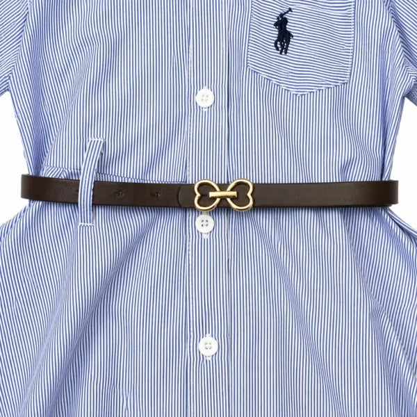 Girls 3 Pc Striped Frock Shirt Dress Belt & Tights 2 to 7Y