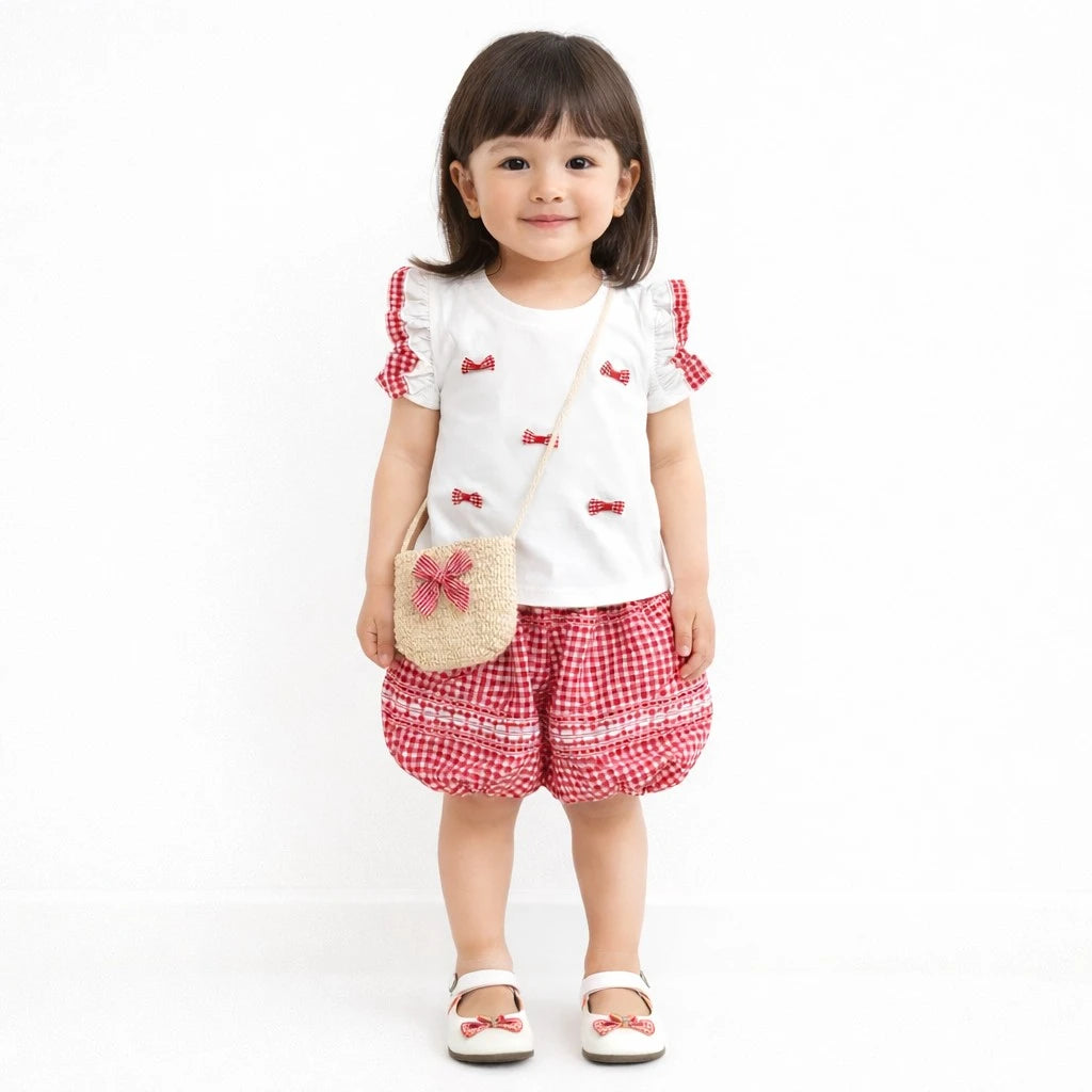 Girls Red Gingham Shorts for Summer – 6M TO 4Y