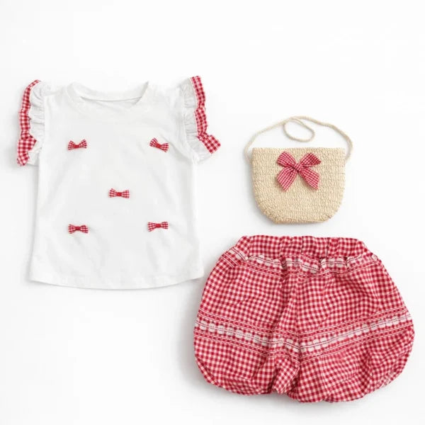 Girls Red Gingham Shorts for Summer – 6M TO 4Y