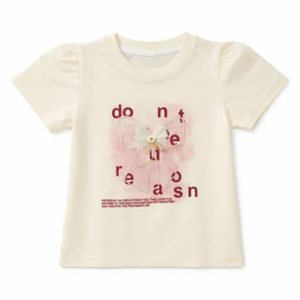 Girls White T-Shirt & Denim Shorts Outfit Set (Imported) – 1 to 5Y