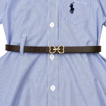 Girls 3 Pc Striped Frock Shirt Dress Belt & Tights 2 to 7Y closeup