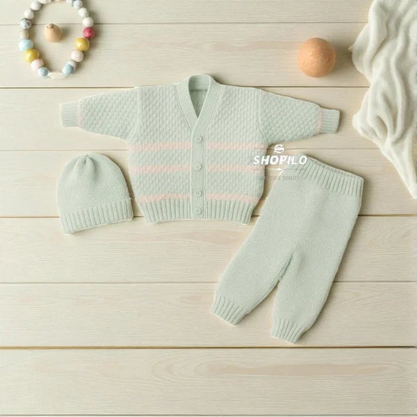 Newborn Knitted Outfit 3 Piece Set 6 Colors Options