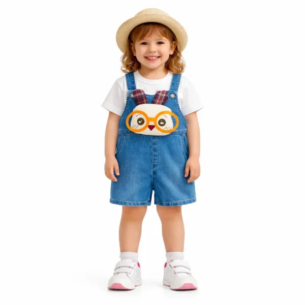 Imported 2-Piece Denim Dungaree Set – Cartoon Patch 1 TO 6Y