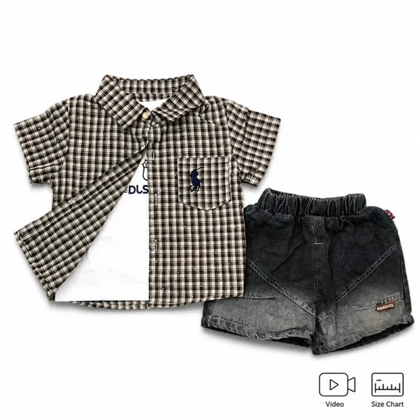 Imported 3 Piece Casual Outfit with Denim Shorts 6M to 5Y