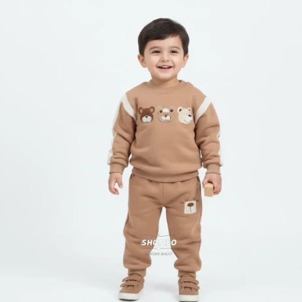 Imported Baby Winter Tracksuit for Infants 2 Piece – Brown Unisex Outfit