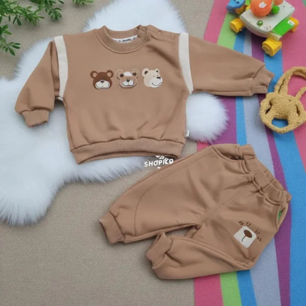 Imported Baby Winter Tracksuit for Infants 2 Piece – Brown Unisex Outfit