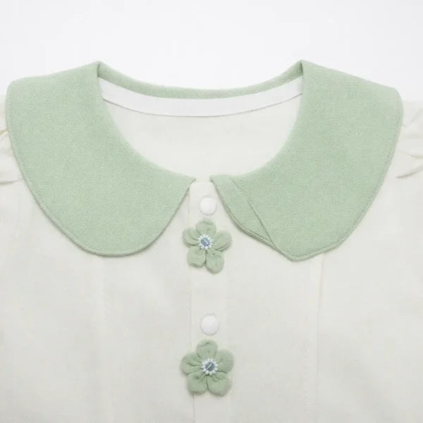 Collar Romper Floral Buttons – Cute Summer Outfit – Imported – 0 to 24M
