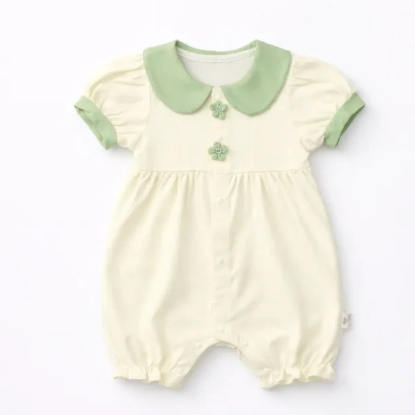 Collar Romper Floral Buttons – Cute Summer Outfit – Imported – 0 to 24M