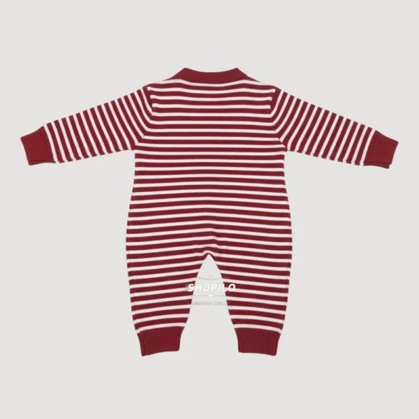 Imported Knitted Romper for Winters Cute Teddy Patch 0 to 24M