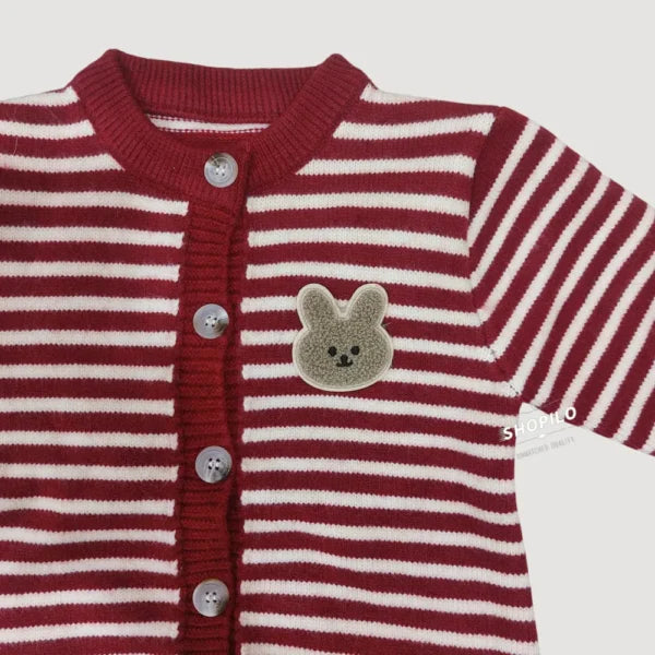 Imported Knitted Romper for Winters Cute Teddy Patch 0 to 24M
