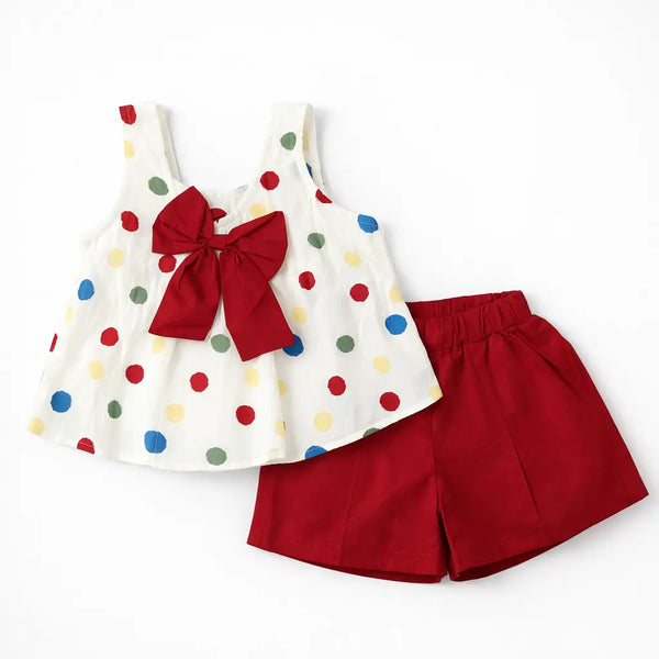 Imported Polka Dot 2-Piece Summer Set – 1 TO 6Y red pair