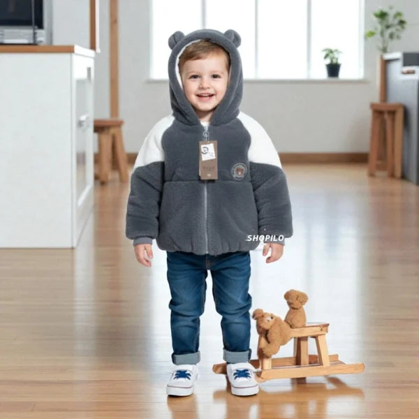 Imported Winter Hoodie Jacket for Kids – Hood & Bear Patch Design