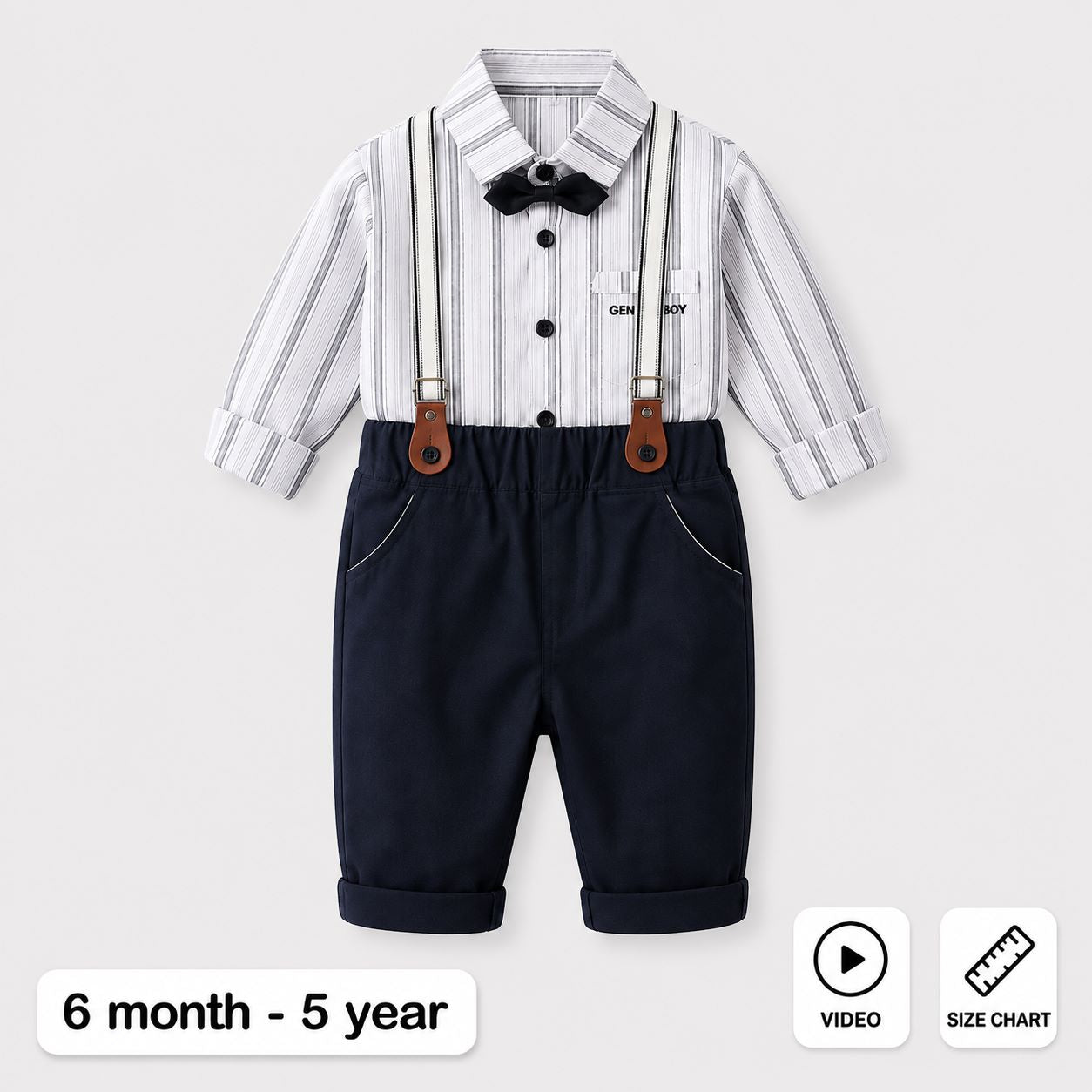 Imported Baby Boys Formal Suspender Outfit Set for Spring Autumn
