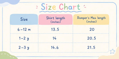 Imported Puff Sleeve T Shirt & Romper Set 6M to 3Y size chart