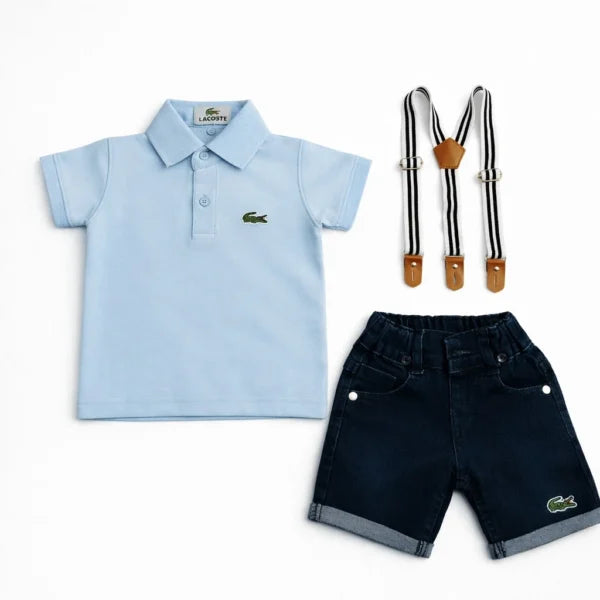 Lacoste Style Polo & Denim Shorts with Gallace – 0 TO 24M