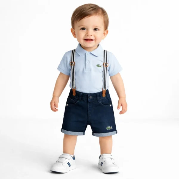 Lacoste Style Polo & Denim Shorts with Gallace – 0 TO 24M